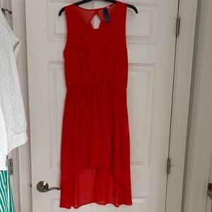 Blue Rain Vibrant Red High Low Dress
